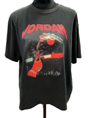 Jordan Black Tee with Red Logo Accent